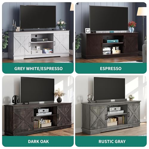 Yitahome TV STAND With Double Barn Doors And Storage Cabinets, Rustic Media Console Table Tv Cabinet For Living Room, 59 Inches, Espresso thumb #1