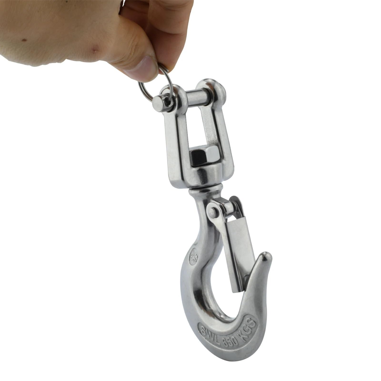 Kranhaken, 304 Edelstahl Swivel Eye Hebe Haken Last Heavy Duty Lock Rigging Snap Trigger Clevis(1000kg)