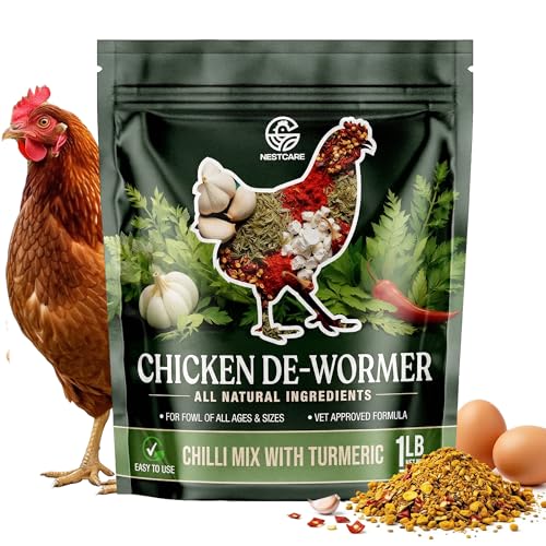 Nestcare Natural Chicken Dewormer Powder | Herb Chili Mix for Laying Hens | Calcium Rich & Energy Boosting Formula | Egg Safe & Gentle for Hens & Growing Chicks | XL 16oz Resealable Bag