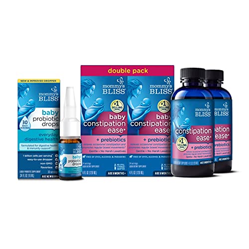 Image of Mommy's Bliss Baby Probiotic Drops Everyday 30 Servings (Pack of 1), with Baby Constipation Ease 24 Servings (Pack of 2)