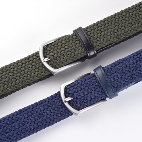 Image of 2pcs Men's Stretch Woven 1.3 inch Wide Elastic Braided Belts