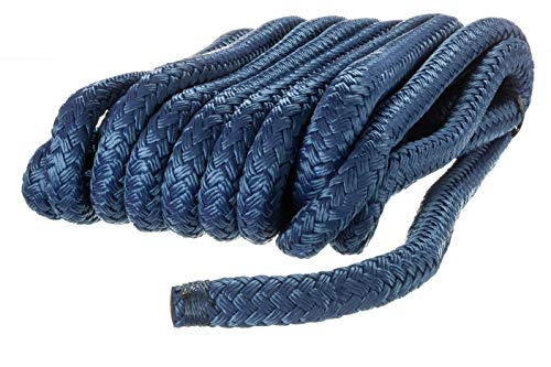 Seachoice Double-Braid Nylon Dock Line W/Eye Splice, Pre-Shrunk, Heat Stabilized, 5/8 In. X 25 Ft, Navy Blue #TOP5