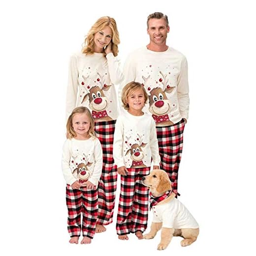 Aemiy Familj julpyjamasset, fe jul familj matchande pyjamasset vuxna barn nattkläder fotografi rekvisita festkläder älg jul pyjamas set