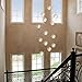 GINSENGLUX 14 Lights Nickel Staircase Chandelier for High Ceiling, Dimmable Modern Crystal Raindrop Large Long Hanging Pendant Light for Stairwell Living Room Stair Foyer, Bulbs Included