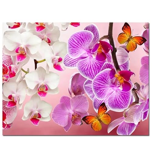 Broderie diamant kit complet orchidée 80x100cm pour loisirs créatifs adultes