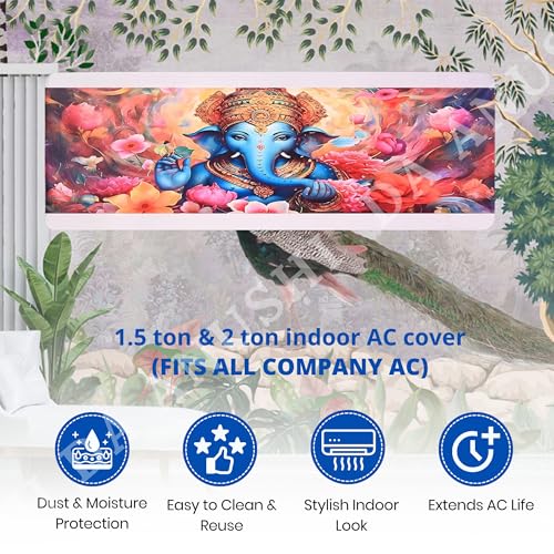 Image of Printed Split Ac Cover Combo Indoor Unit For 1.5 Ton Capacity AC, Inner Unit Ac Cover, All Weather Cover /Attractive Digital Prints /Dustproof /Water Resistant