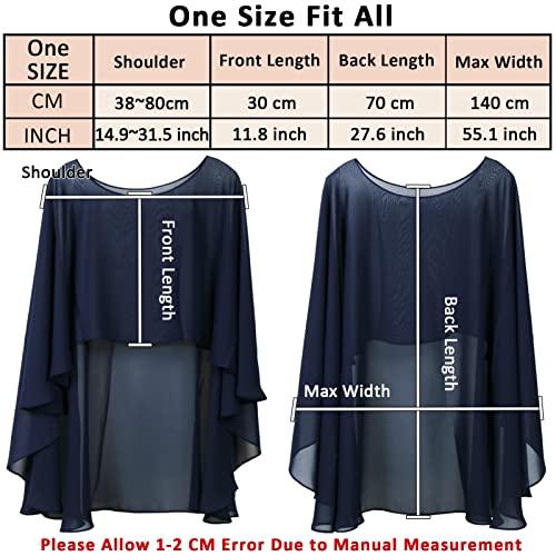 Ladiery Sheer Chiffon Capes Weiche Capelets für Frauen, leichte Tücher und Wraps für Abendpartykleider