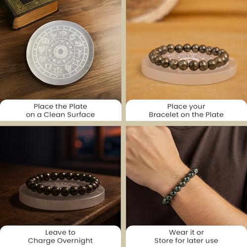 Image of Astrotalk Raw Pyrite Bracelet with Selenite Plate | Stone of Wealth, Abundance & Protection | Pyrite Stone for Wealth, Prosperity & Good Luck | Crystal Bracelet for Man & Woman | Gift for Man & Woman