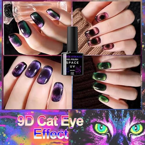 Image of THR3E STROKES 9D Glitter Cat Eye Magnetic Nail Polish Gel Art Manicure DIY at Home Soak Off UV7.5ML (CE10, 7.5ML)