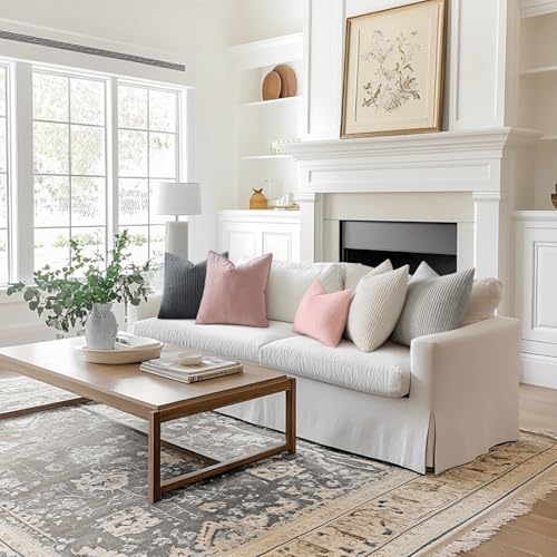 MIULEE Set of 2 Striped Corduroy Square Christmas Throw Pillow Case Soft Cushion Cover Sham Home for Sofa Chair Couch/Bedroom Decorative Fluffy Pillowcases 24x24 Inch 60x60cm Cream White - Cosy Home Interiors MIULEE Set of 2 Striped Corduroy Square Christmas Throw Pillow Case Soft Cushion Cover Sham Home for Sofa Chair Couch/Bedroom Decorative Fluffy Pillowcases 24x24 Inch 60x60cm Cream White - Image 7