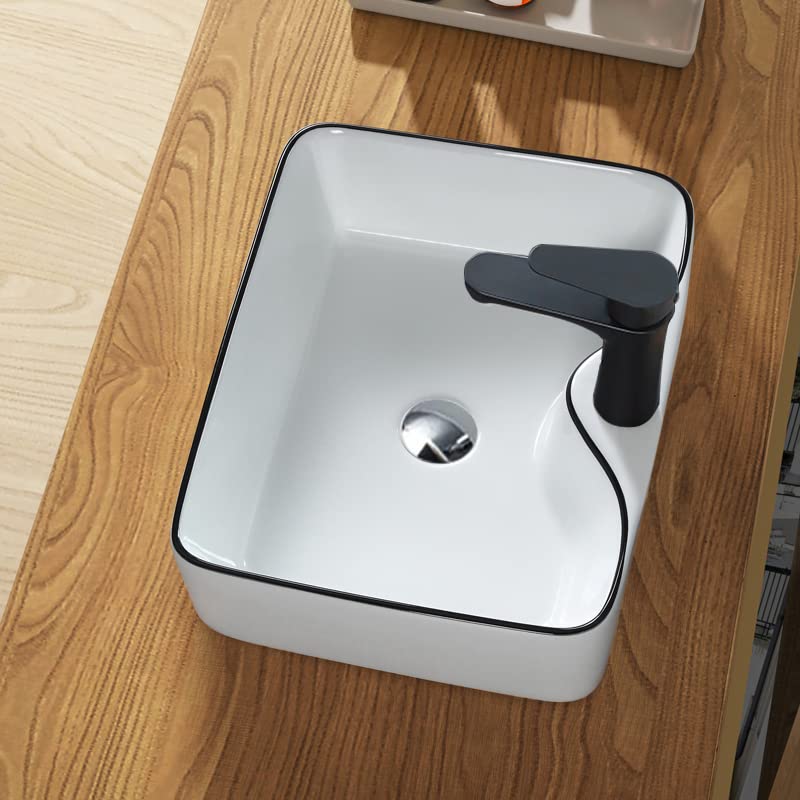 LUYI 洗面ボウル 手洗いボウルセット オシャレ 手洗い器 洗面台 黒線 410*315*130mm