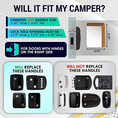 Image of LATCH.IT Rv Door Lock Black | Camper Door Lock fits 2.75 inch x 3.75 inch Hole | 2 Keys Included RV Door Latch | All Metal Enclosed Trailer Door Latch | Camper Door Latch for Trailers, Fifth Wheels & More