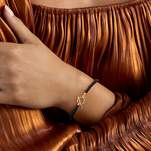 Ross-Simons 3.5-4mm Onyx Bead Charm-Compatible Toggle Bracelet in 18kt Gold Over Sterling2