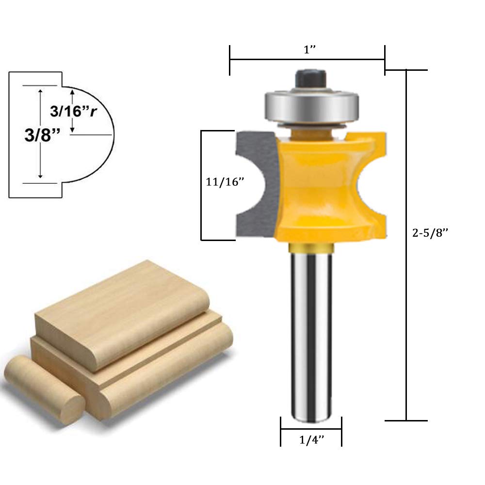 Mayline AR-03 - Set di 5 punte per fresa con gambo da 6,35 mm, per lavorazione del legno, utensili da taglio CNC, per porte e ripiani del tavolo