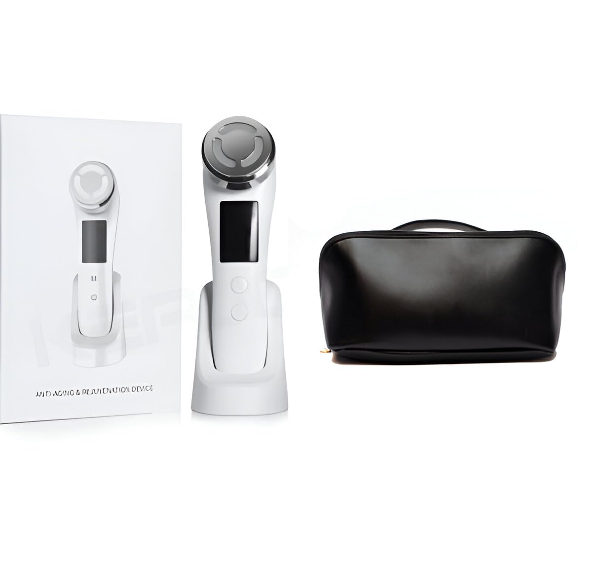 Masajeador Facial Radiofrecuencia con Soporte + Neceser Regalo – Masajeador Facial Eléctrico Multifuncional – Masajeador con Rejuvenecimiento e Hidratación de la Piel, Limpieza Facial