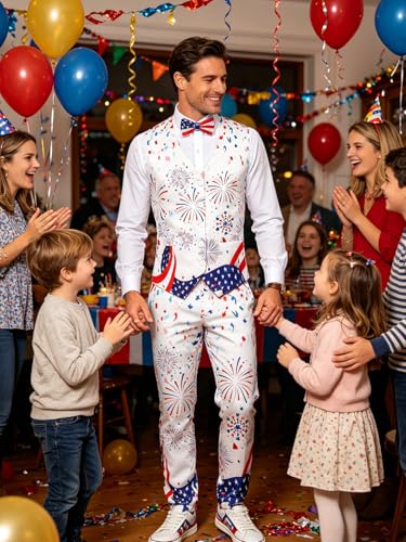 Image of GRAJTCIN Men's Festive Costume Adult Mardi Gras Vest 3D-Print St Patrick's Day Suit Independence Day Waistcoats