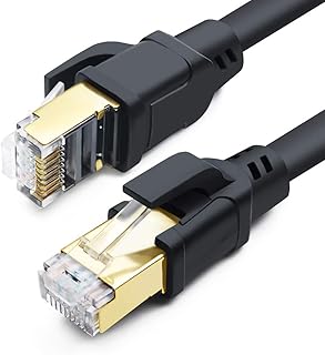 DDMALL CAT8 Ethernet Cable, High Speed 40Gbps 2000MHz SFTP Internet Network LAN Wire Cables with Gold Plated RJ45 Connector for Router, Modem, PC, Switches, Hub, Laptop, Gaming, Xbox (1m/3ft, Black)