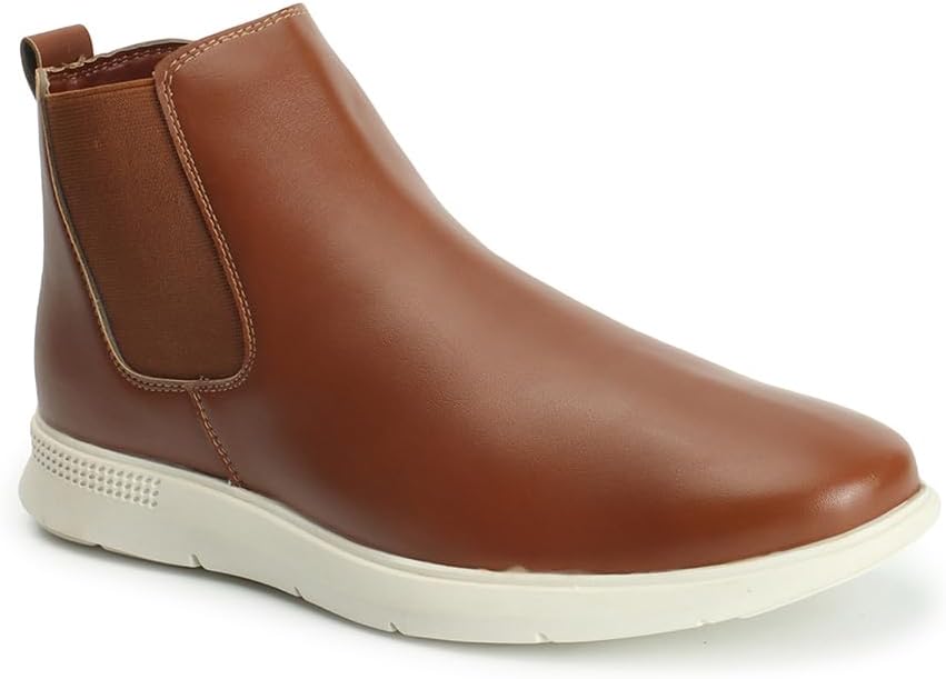 Men's Solid Slip-on Comfortable Boots for Casual Work Festive Use I Cl-son-m-07 Tan Chelsea