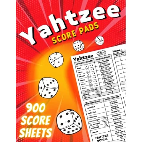 Yahtzee Score Pads: 900 Large Score Sheets for Scorekeeping: Beautifully Designed Score Cards | Dice Board Game Book Cover