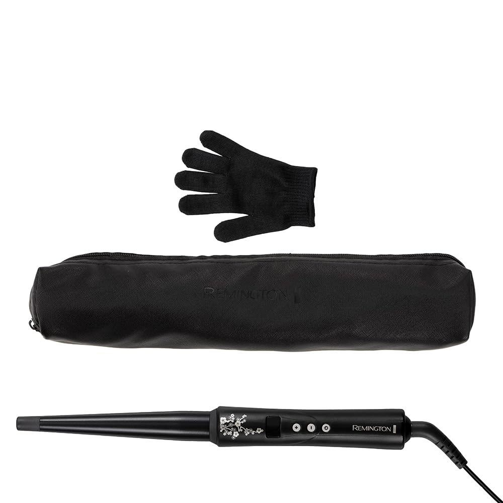 Remington Boucleur à cheveux [Conique 13-25mm: Ondulations naturelles] (Céramique Premium avec éclats de perles, chaleur homogène, Ecran LCD, 130-210°C, gant de protection) Fer à boucler CI951