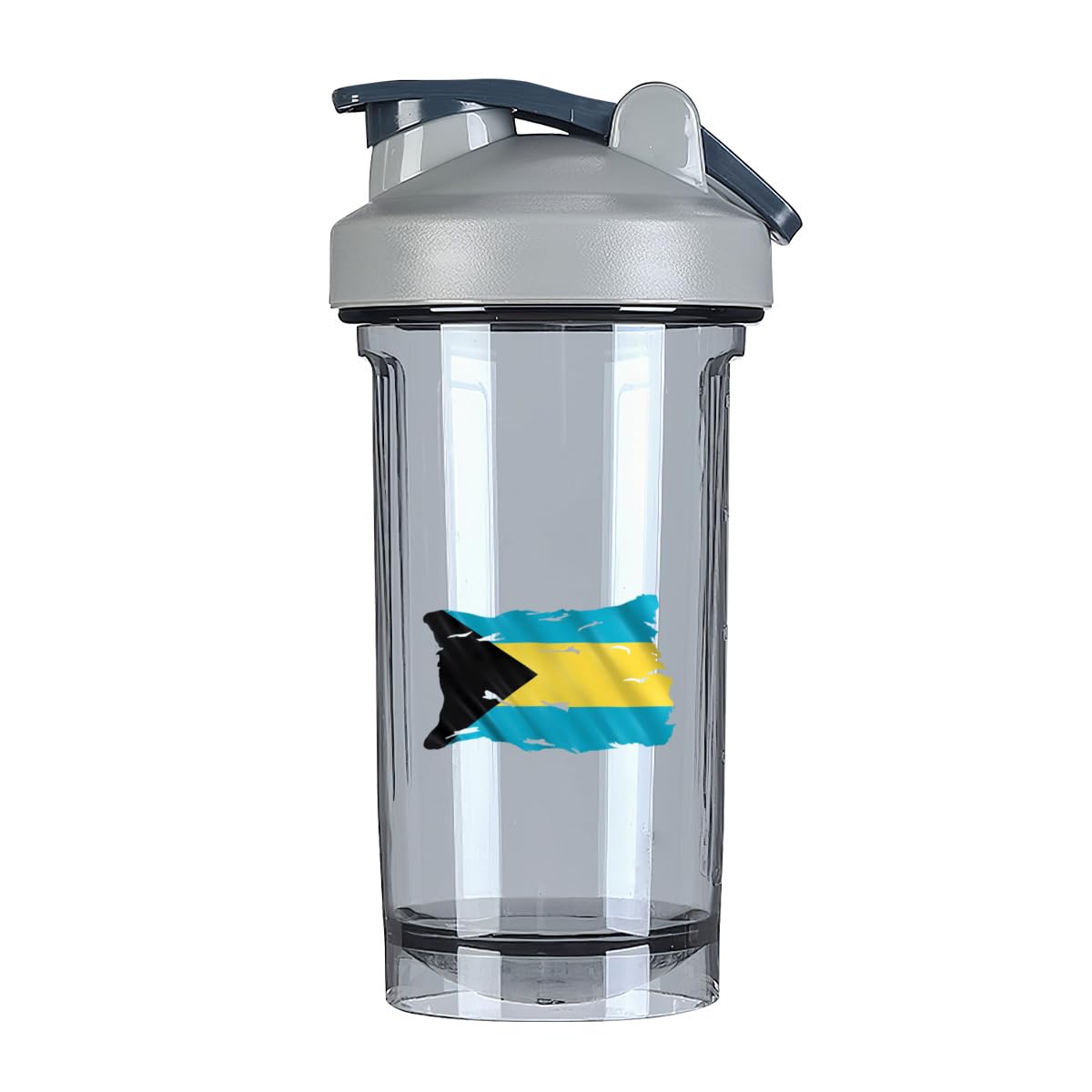 Torn Broken Bahamas Bahamian Flag 1 18 Ounce Shaker Bottle Drink Mixer Leak-proof Pre Workout Protein Shakes Meal Replacement Shakes Bottles 500ML/18 Oz Gray