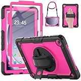 HXCASEAC Case for Samsung Galaxy Tab A9+/ A9 Plus 11 Inch, Protective with Screen Protector/Hand Strap/Pen Holder, Sturdy Shockproof Galaxy A9 Plus Tablet Case 2023 SM-X210/X216/X218 - Rose