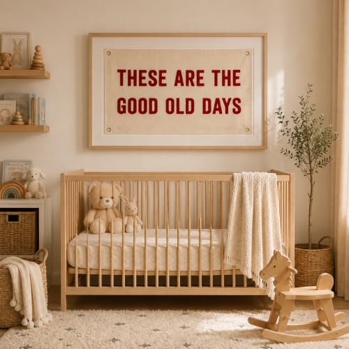 Image of These Are The Good Old Days Embroidered Wall Banner, Fabric Wall Decor