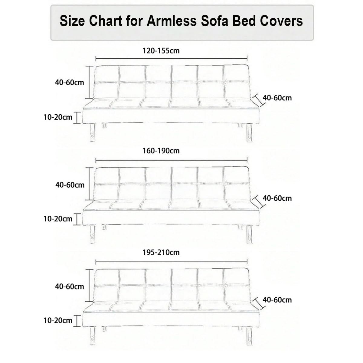 Funda Futón Elástica Sofá Cama Sin Reposabrazos 2-3 Plazas Geométrica(Cream,XL=77-83in)