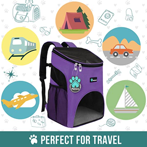 Petami Premium Pet Carrier Backpack For Small Cats And Dogs | Ventilated Design, Safety Strap, Buckle Support | Designed For Travel, Hiking & Outdoor Use (Purple) #TOP6