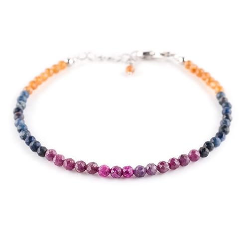 Pulsera de cuentas de zafiro multicolor, delicada, con piedras naturales de nacimiento para chakras y cristales de curación, hecha a mano, cadena de