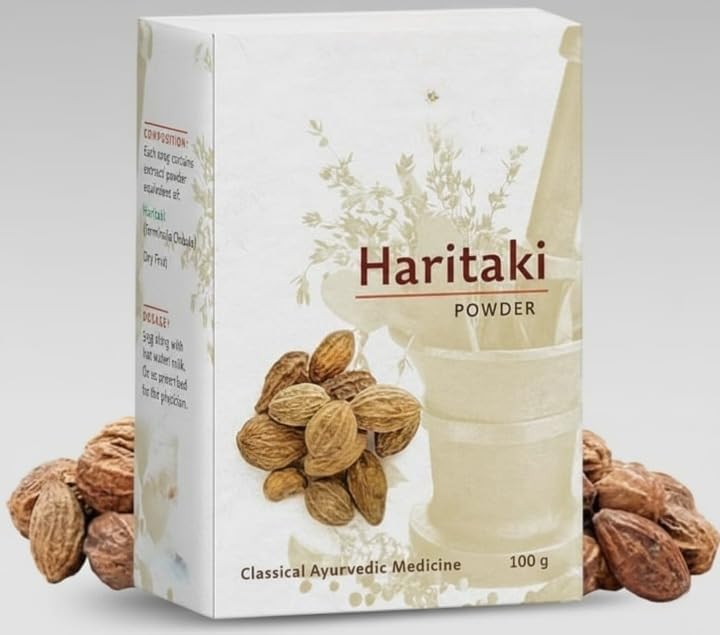 Harada Powder Haritaki Powder Organic - Polvo de nuez de tinta para ojeras, cara, piel y digestión saludable, polvo Harde, 3.53 oz, paquete de 1,