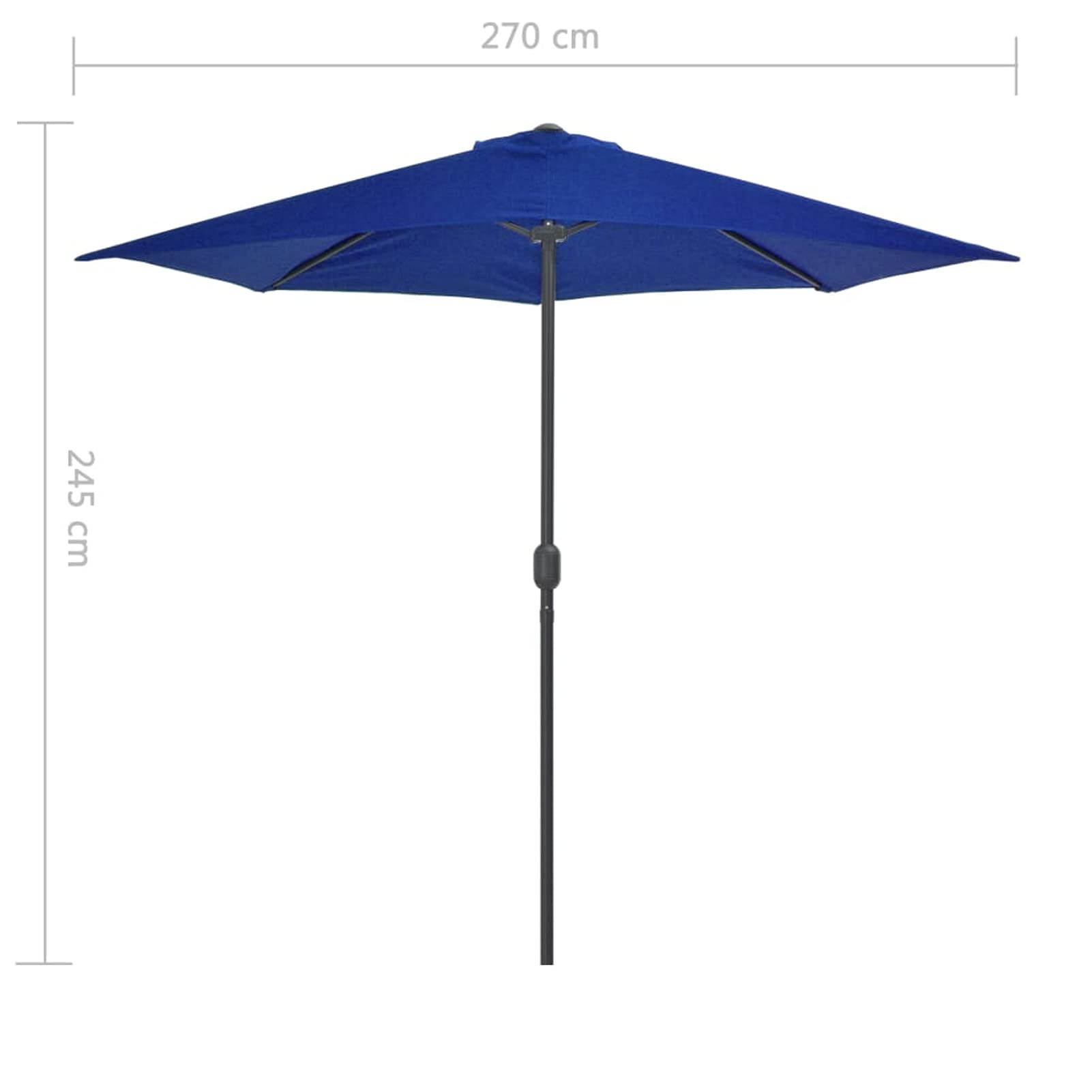 Homgoday Sombrilla balcón semicircular Palo Aluminio Azul 270x144x222 cm Sombrilla de Jardín,Protección UV Sombrilla Jardín Grande Orientable Jardín Parasol Balcón