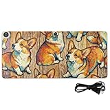 Alfombrilla de ratón grande con diseño de perro divertido con diseño de madera de poliuretano, 31.5 x 13 pulgadas, calentador de invierno, almohadilla para laptop, para escribir en casa, oficina