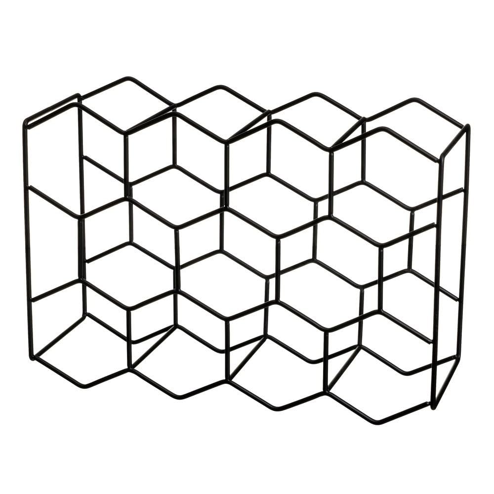 Botellero de vino para 14 botellas metal negro 43x30 cm hexagonal panal