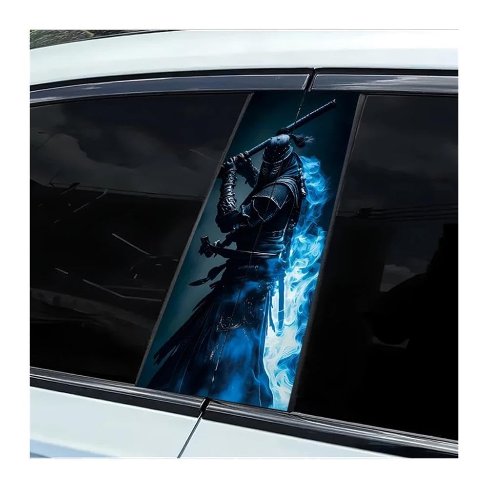 Car Parts 2 Pieces of Car Window Pillar Stickers Samurai Smooth Material Protection Film