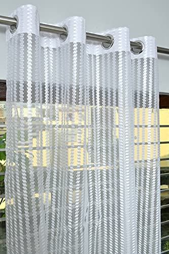 Image of HOME UTSAV 1 Piece Sheer Premium Tissue Net Polyester Curtains for Window 6 Feet, White
