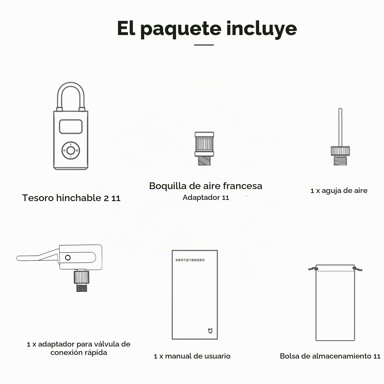 Mijia Bomba de Aire Portátil 2, Inflador 150 PSI con Batería Recargable de 2000 mAh, Mini Compresor Aire Portátil con Sensor de Presión con LED para Coche, Bicicleta, Moto, Pelota