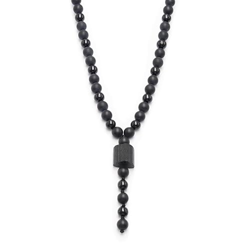 Miniatura 1 de Black Tourmaline Stone Beads Necklace - GENASTO Natural Rough Tourmaline Necklace with Black Onyx Crystal Stone Mala Beads Necklace for Healing