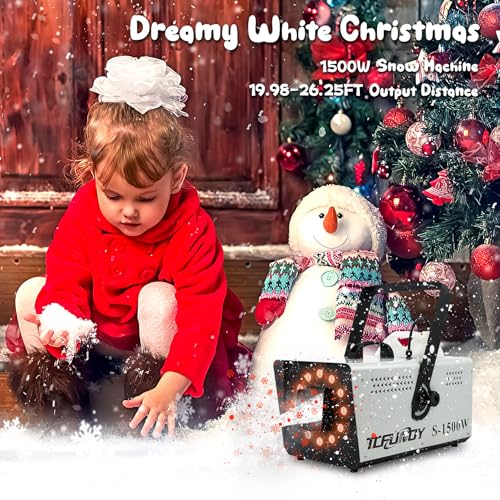 tcfundy snow machine with 12 led lights 1500w snow snowflake making machine with 9 color lights effect snowflake maker with remote control for christmas wedding kids party stage