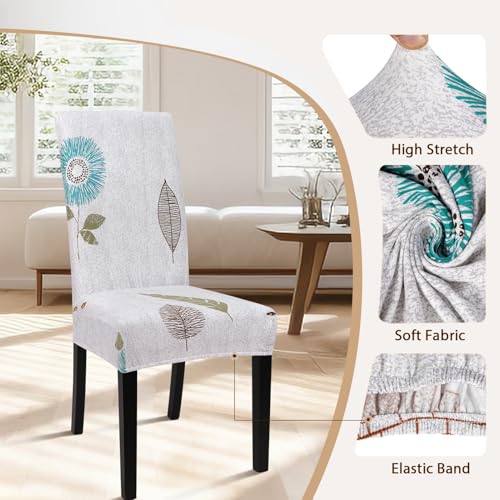 Image of SearchI Printed Dining Room Chair Covers Set of 6, Stretch Kitchen Chair Covers Washable Parsons Chair Slipcover Removable Dining Chair Protectors for Hotel,Ceremony(Autumn Leaves)