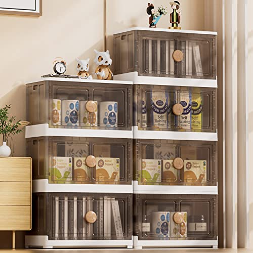 Large Storage Bins With Lids - 23Gal Stackable Storage Bins With Wheels, 3 Packs Plastic Folding Storage Bins, Collapsible Storage Bins For Closet Organizer, Stackable Storage Box With Front Open Door For Home And Office Storage (Xl) #TOP5