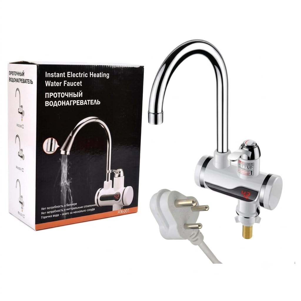 Instant Hot Water Geyser Smart Instant Electric Heating Water Faucet Tap with Digital LED Display, 3000W Fast Heating Kitchen & Bathroom Geyser Tap, Tankless Hot Water Heater (White)-image-21
