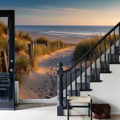 Mural Decorativo Sepia de Playa para Crear un Salón Relajante con Papel Pintado 3D Paisaje Vintage 7