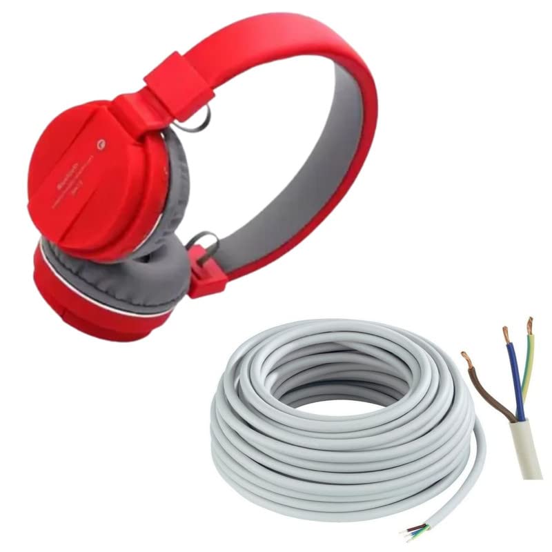 cospex combo pack of 2 items - comfortable on-ear bluetooth wireless headphone, 3 core round copper wires and cables 1mm for domestic and industrial electric connections 5 meter
