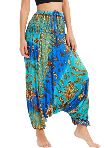 Sarouel pour femmes : combinaison pantalon baggy taille haute motifs plage d'été