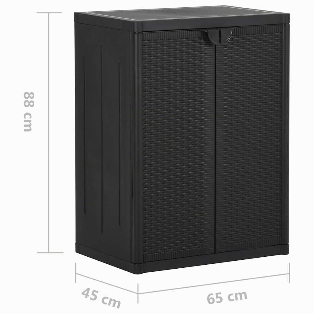 Armoire de rangement jardin Noir 65x45x88 cm PP Rotin