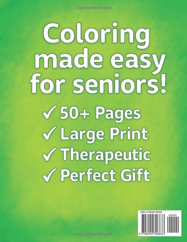 Easy Coloring Book for Seniors: Large Print Designs with 50 Simple Images of Flowers, Animals, Food & More - Perfect Gift for Dementia, Stroke Recovery & Cognitive Therapy image 3