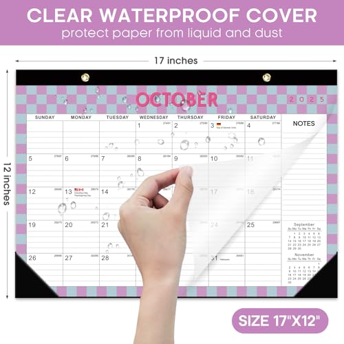 Image of Desk Calendar 2026-2027, 21-Month Calendar Runs Unitl June 2027, Large 17 inch x 12 inch Monthly Desktop & Wall Calendar for Home & Office - Checkered