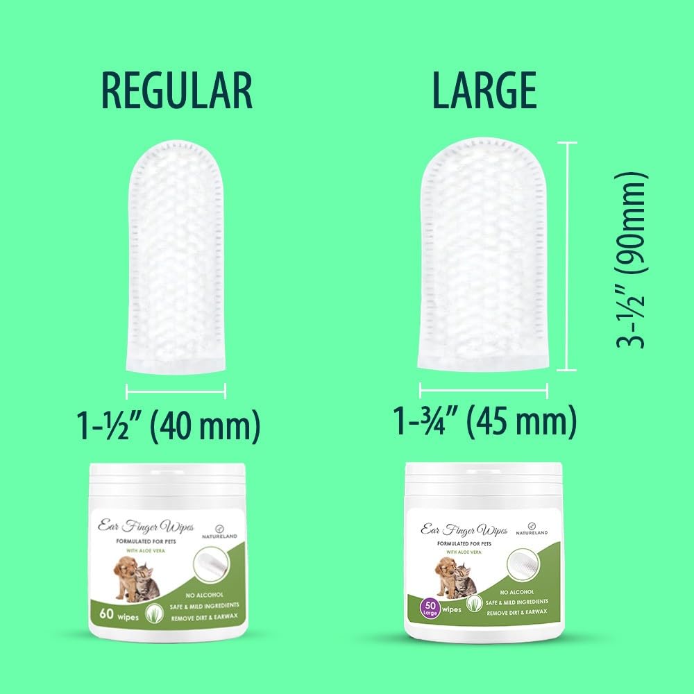 Natureland [60 pcs Finger Wipes] Dog & Cat Ear Finger Wipes - Otic Cleaning Wipes for Infections and Controlling Ear Infections and Ear Odor in Pets (120) - image 6