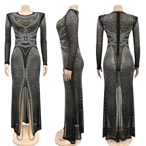 Image of Nagfar Women Rhinestone Sequin Birthday Party Sexy New Year Formal Dress